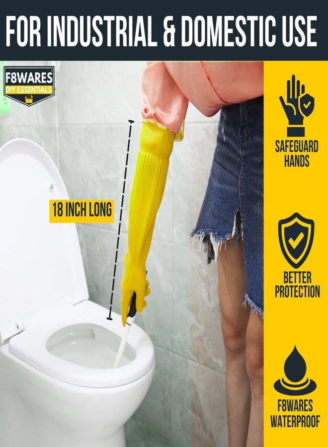 F8WARES قفازات F8WARES المطاطية المتينة بطول 18 بوصة للتنظيف، وغسل الأطباق، وأدوات المطبخ، والبستنة، والأعمال الصناعية، والبناء، والأعمال الميكانيكية، وغيرها - مقاومة للماء للاستخدام في الحمام والتعامل مع الحيوانات - Image 4